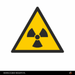 Naklejka znak podłogowy "Ostrzeżenie materiał radioaktywy"