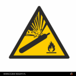 Naklejka znak podłogowy "Ostrzeżenie butle pod ciśnieniem"